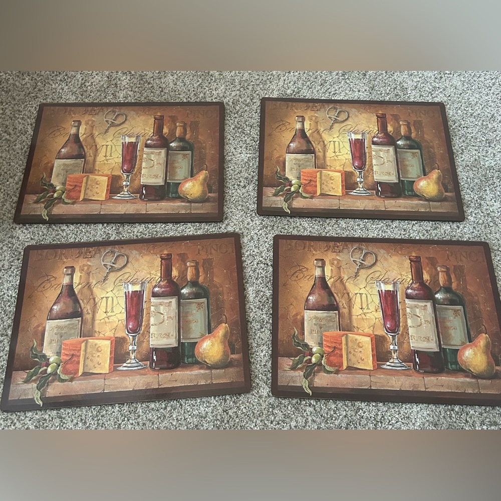 Set of 4 cork back place mats - wine theme